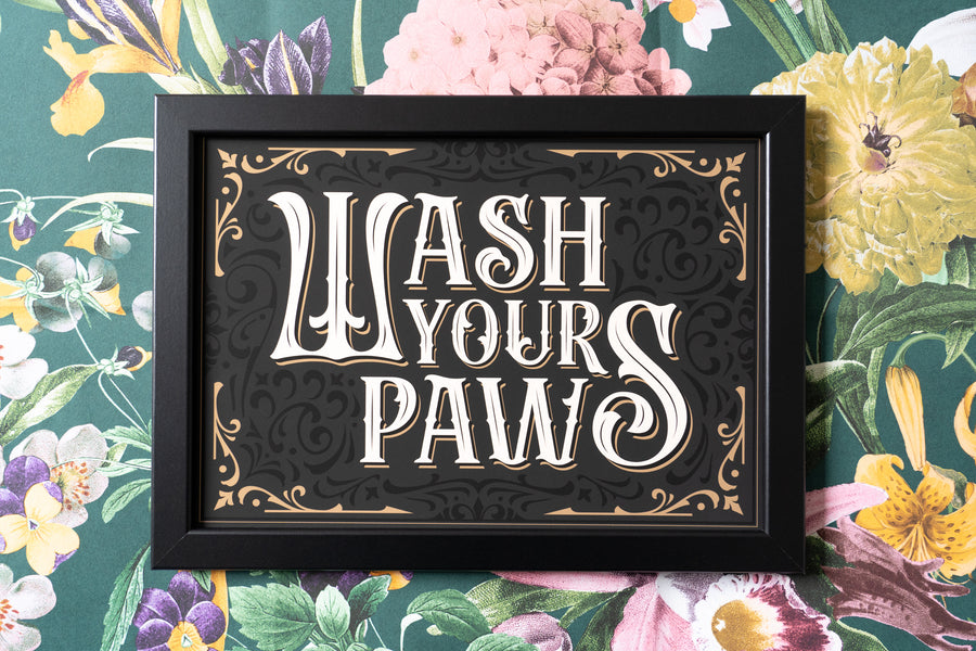 Wash Your Paws Vintage Type Print