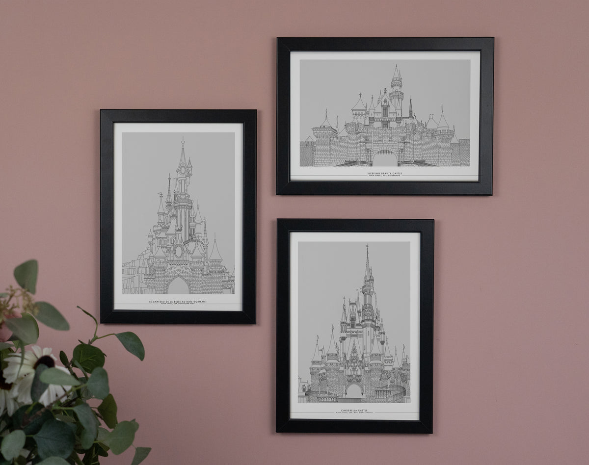 Castle Line Art Prints | Set of 3 Prints