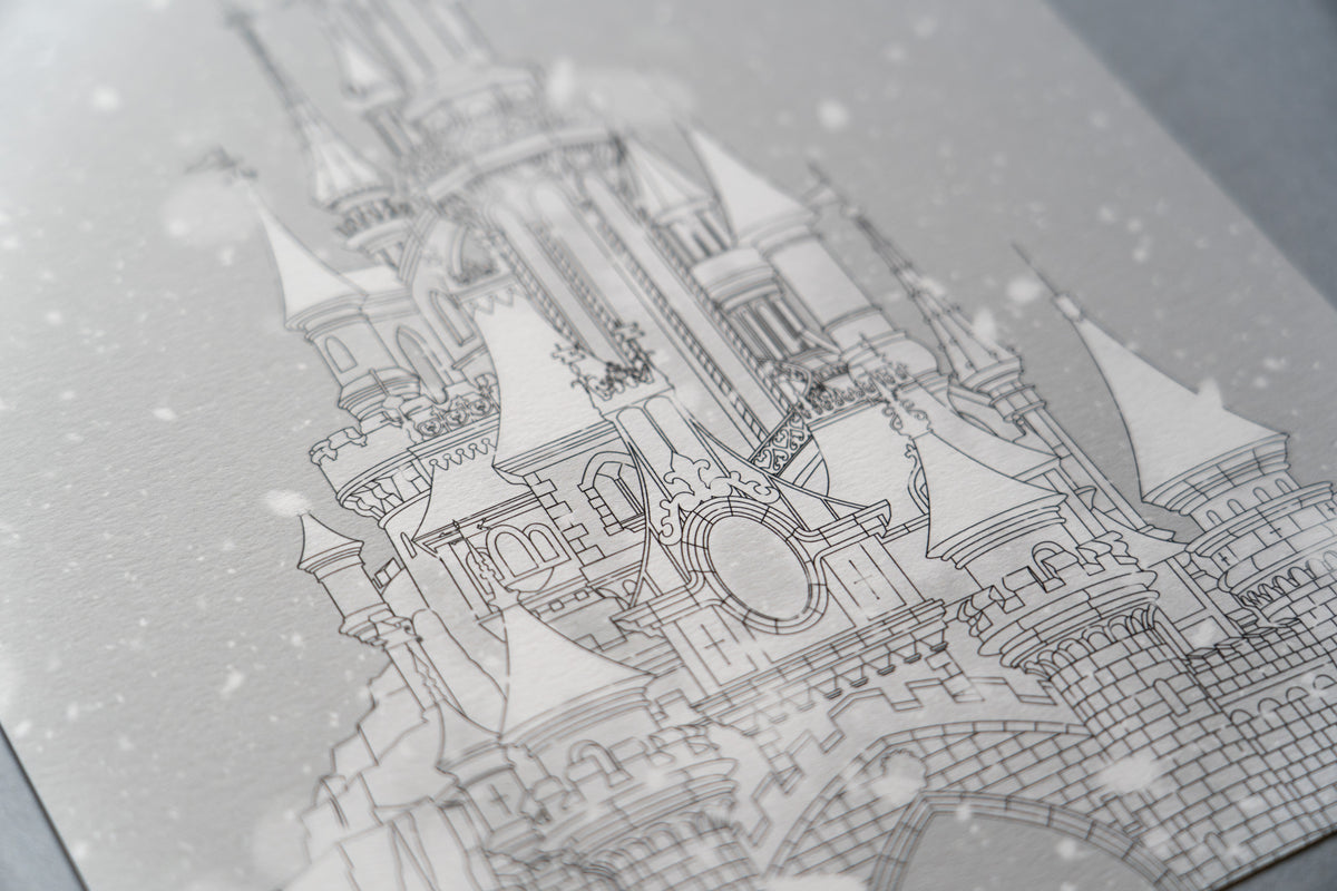 Snowy Paris Castle Print