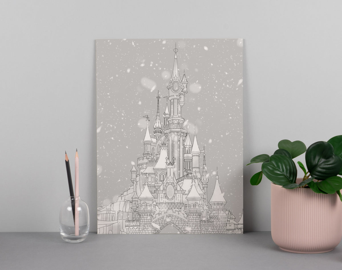 Snowy Paris Castle Print